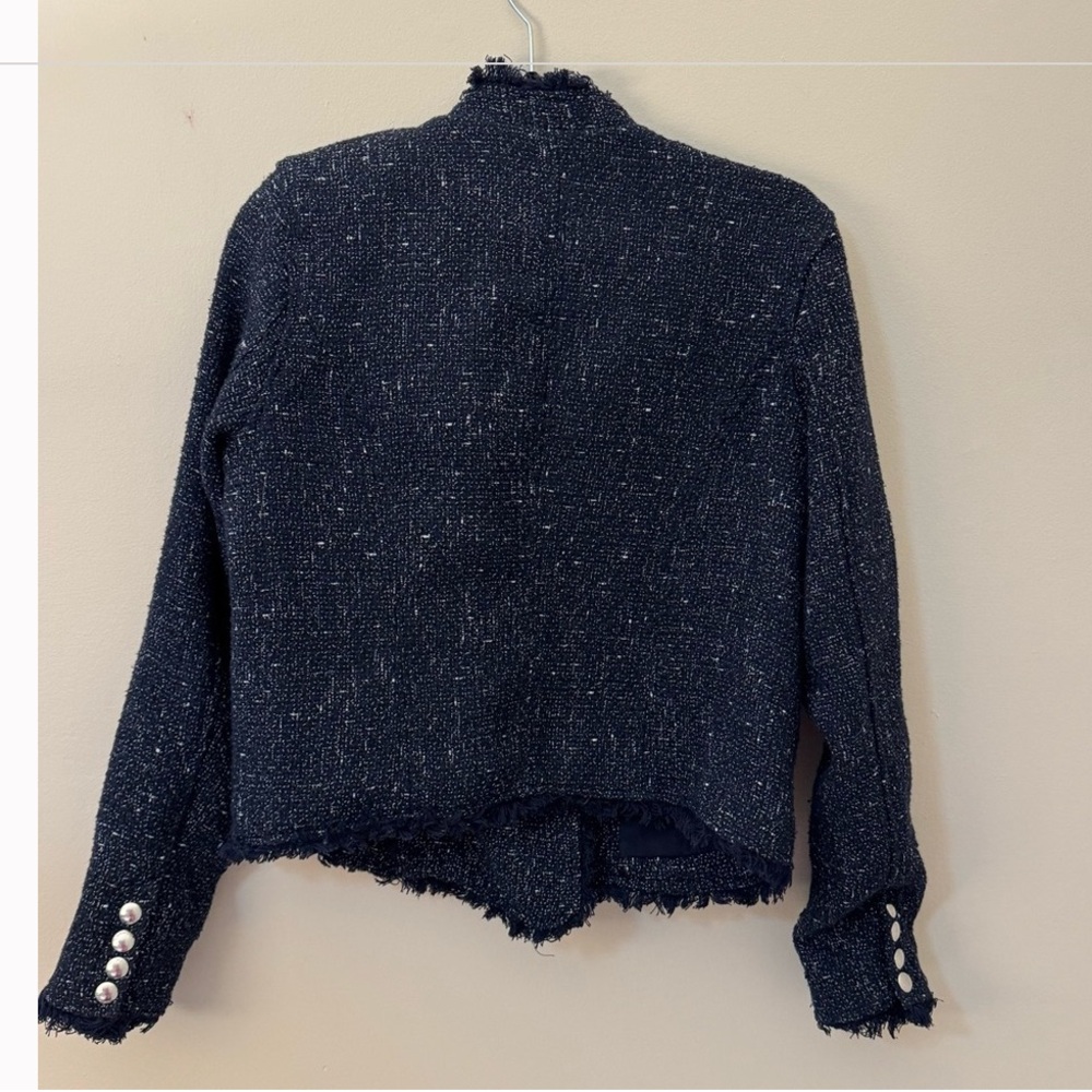Blank NYC Navy Tweed Frayed Moto Jacket - Picture 5 of 11